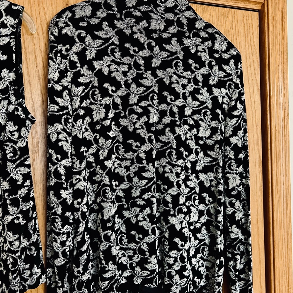 2 Piece Formal Black & Silver Women's Matching Top & Jacket with SPARKLE Accents - Picture 10 of 11